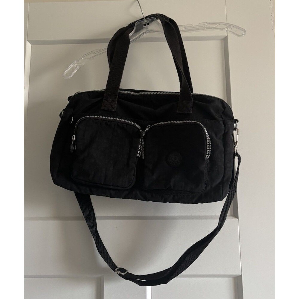 Kipling Black Cool Defea Nylon Water Resistant Satchel Crossbody Shoulder Bag